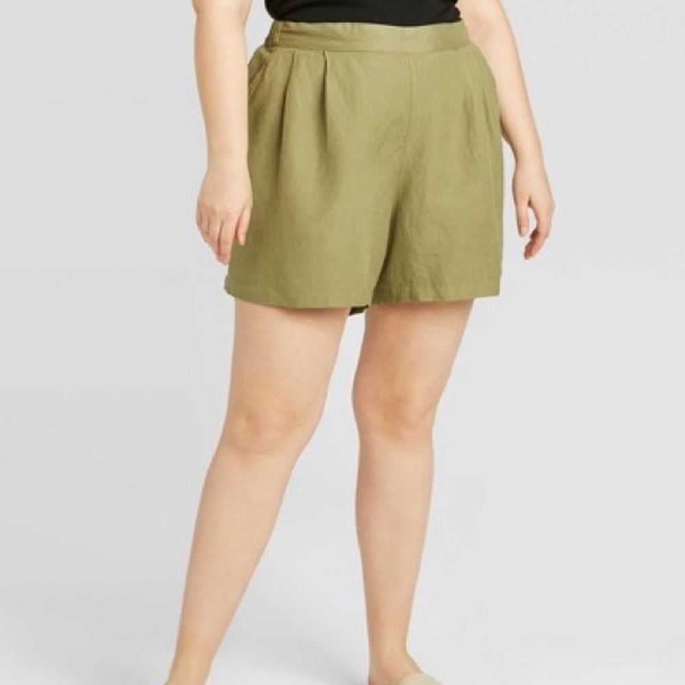 A New Day Linen Pull On Mid Rise Shorts